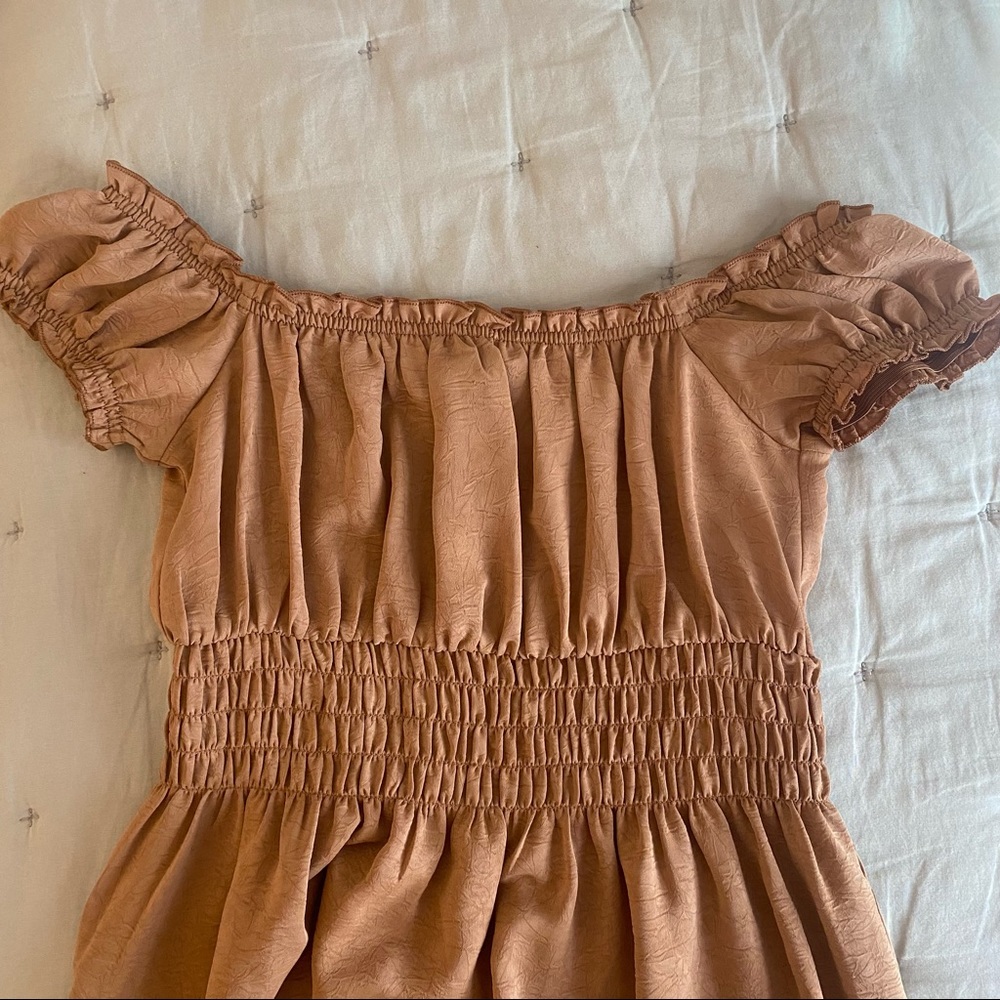 F21 Rust Off Shoulder Middie Dress - Picture 4 of 6